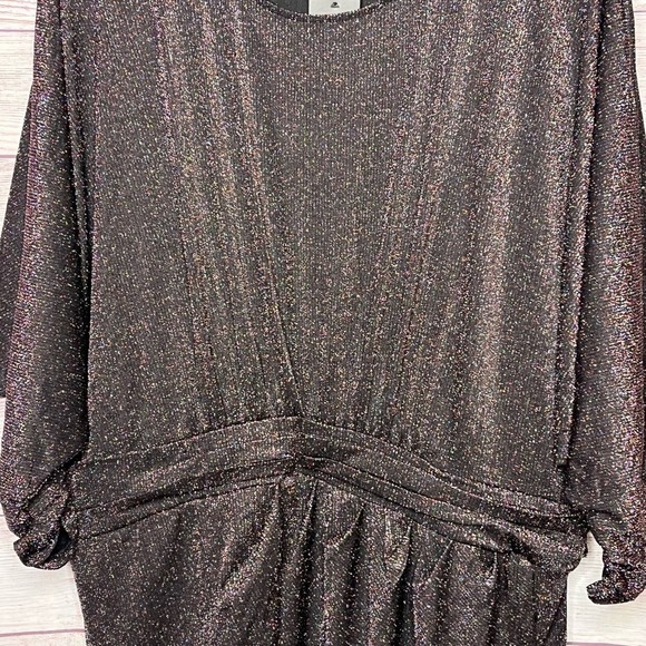 Eloquii Dress Dolman Sleeves Tulip Hem Lurex Metallic Sparkly Black New Size 24 - Picture 11 of 15